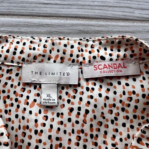 The Limited Womens Beige Dots Button Front Scandal Collection Blouse Size XL - Picture 3 of 9